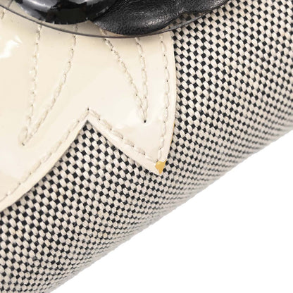 Chanel 2005-2006 Black White Canvas Camellia No.5 CC Handbag