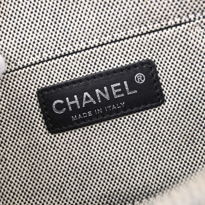 Chanel 2005-2006 Black White Canvas Camellia No.5 CC Handbag