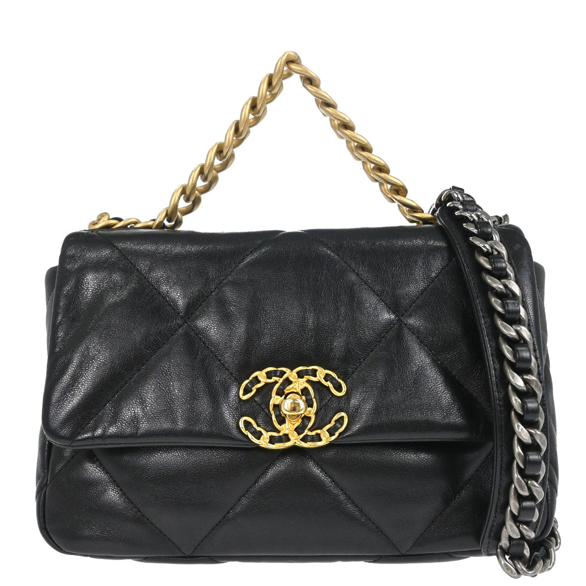 Chanel Black Lambskin Dix-neuf 19 Flap 2way Shoulder Handbag
