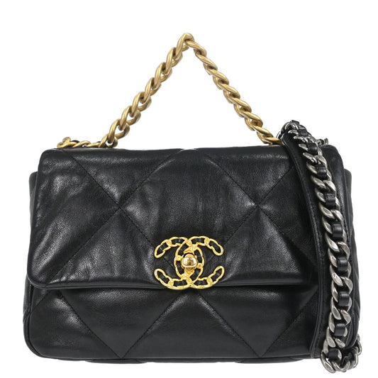Chanel Black Lambskin Dix-neuf 19 Flap 2way Shoulder Handbag
