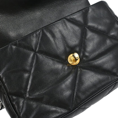 Chanel Black Lambskin Dix-neuf 19 Flap 2way Shoulder Handbag