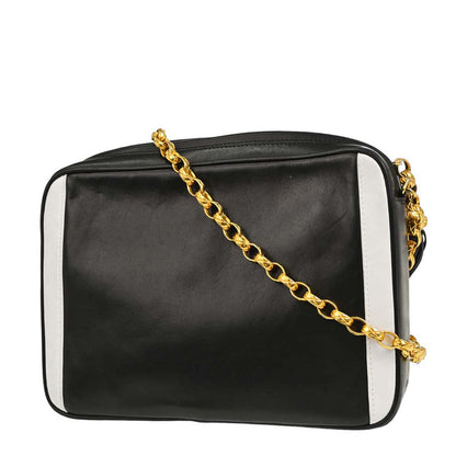 Chanel Black White Lambskin Camera Bag Small