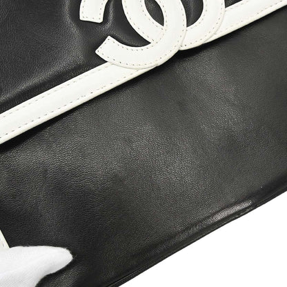 Chanel Black White Lambskin Camera Bag Small