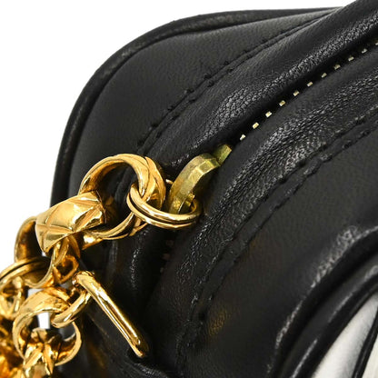 Chanel Black White Lambskin Camera Bag Small