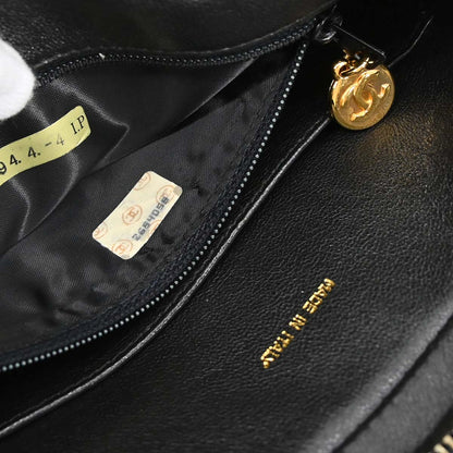 Chanel Black White Lambskin Camera Bag Small