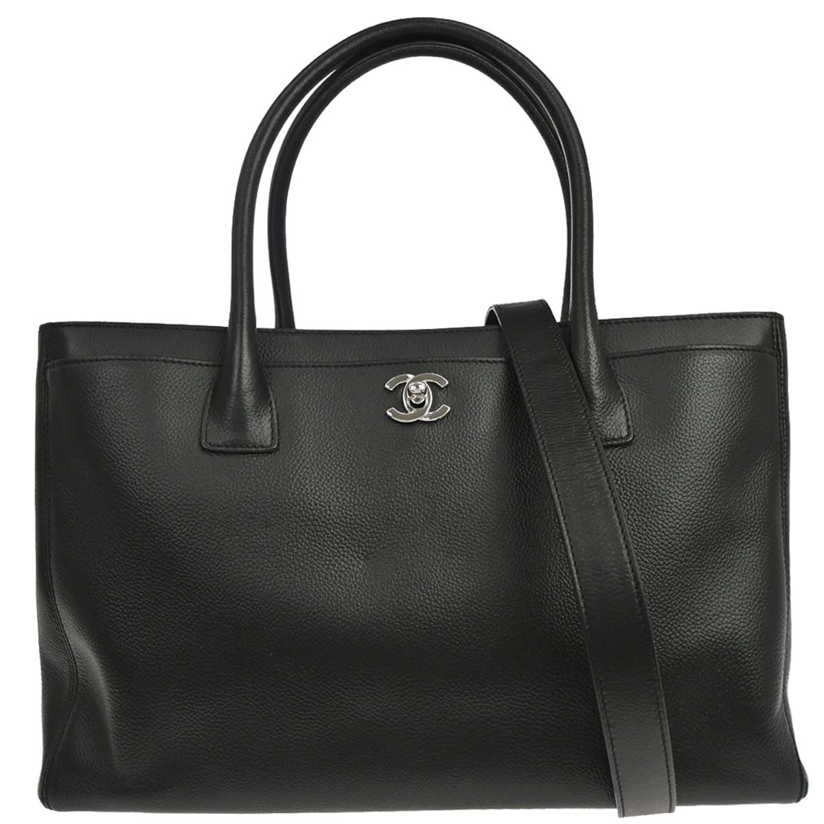 Chanel Black Calfskin Executive Cerf 2way Shoulder Tote Bag