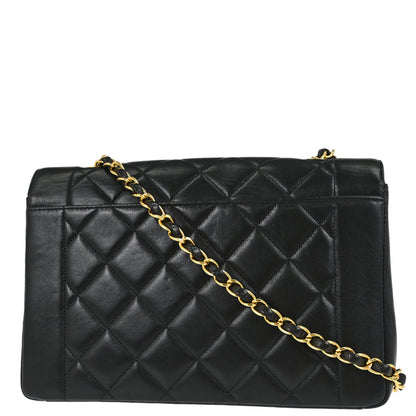 Chanel 1996-1997 Black Lambskin Medium Diana Shoulder Bag
