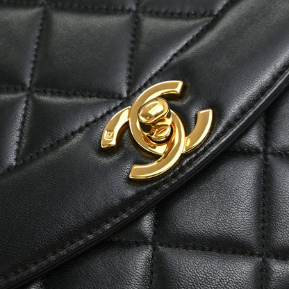 Chanel 1996-1997 Black Lambskin Medium Diana Shoulder Bag