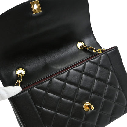 Chanel 1996-1997 Black Lambskin Medium Diana Shoulder Bag