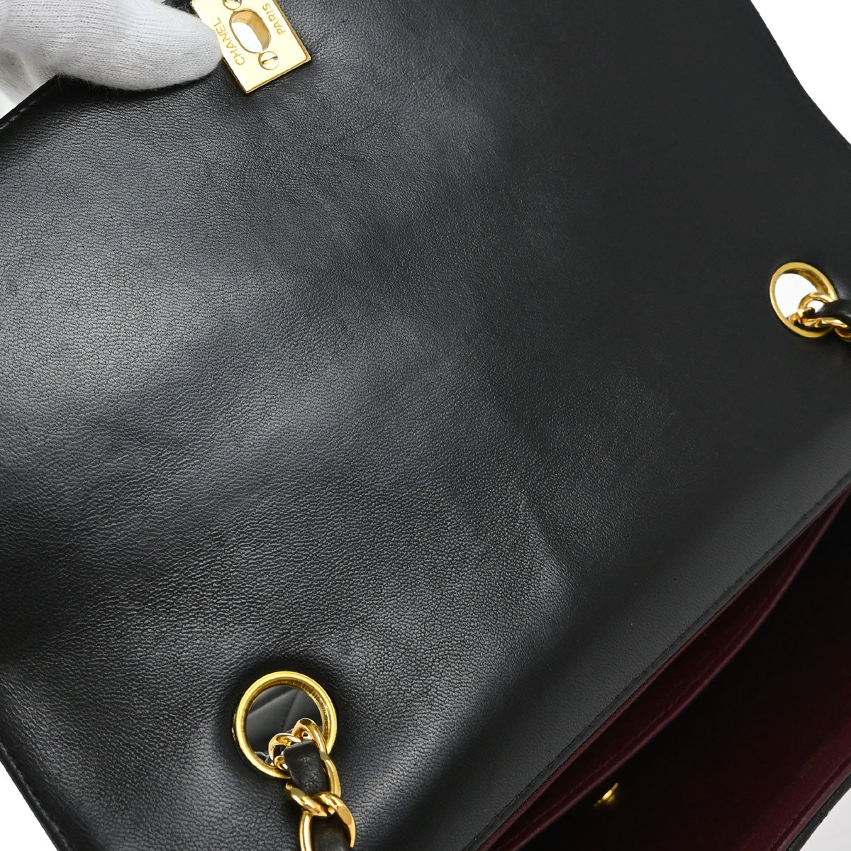 Chanel 1996-1997 Black Lambskin Medium Diana Shoulder Bag
