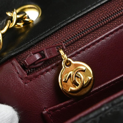 Chanel 1996-1997 Black Lambskin Medium Diana Shoulder Bag