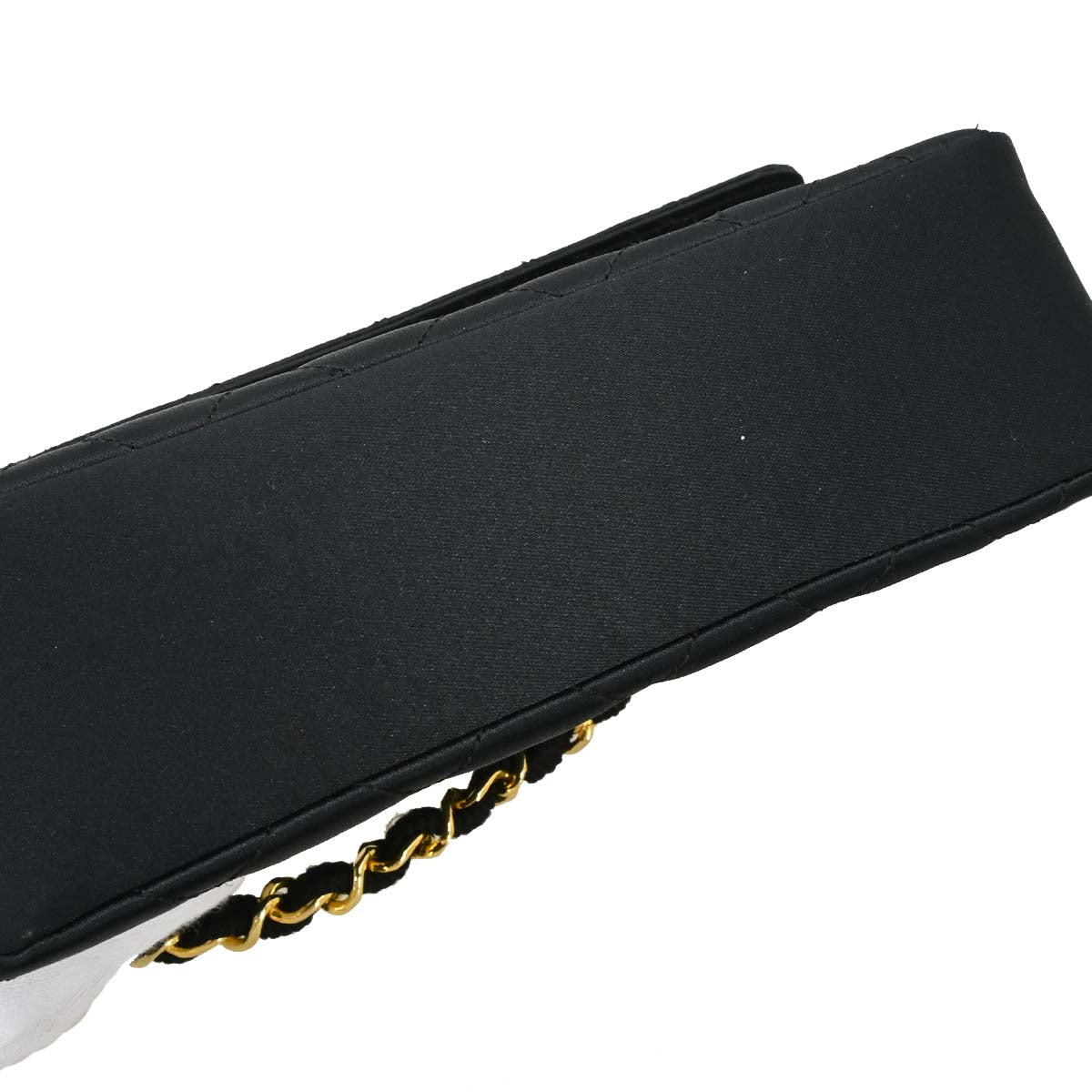 Chanel Black Satin Straight Flap Shoulder Bag