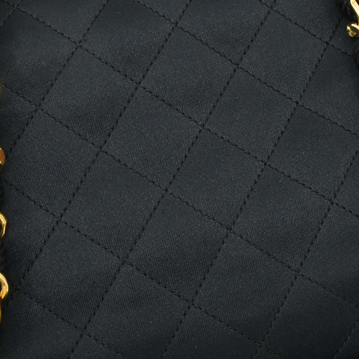 Chanel Black Satin Straight Flap Shoulder Bag