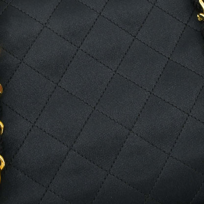 Chanel Black Satin Straight Flap Shoulder Bag