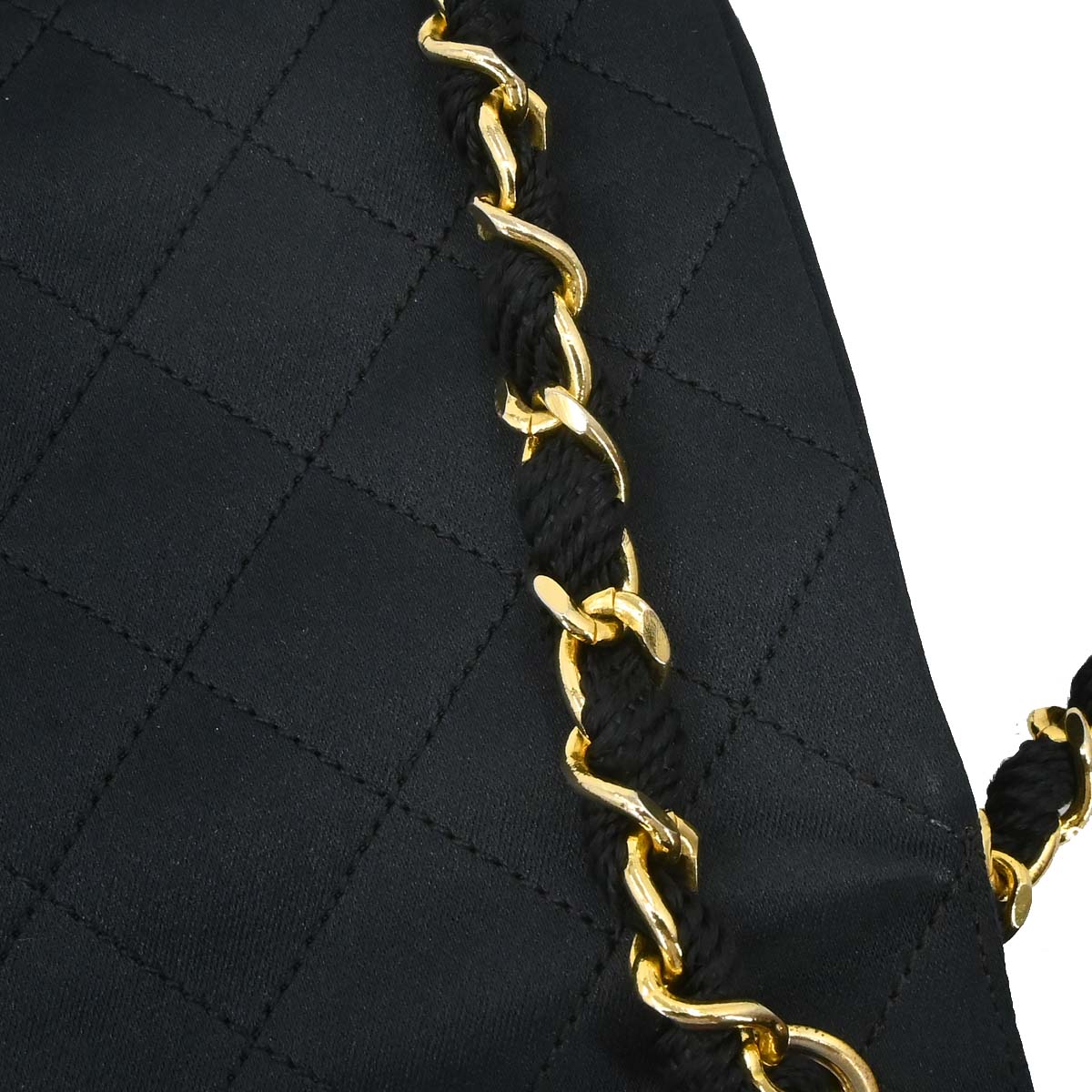 Chanel Black Satin Straight Flap Shoulder Bag