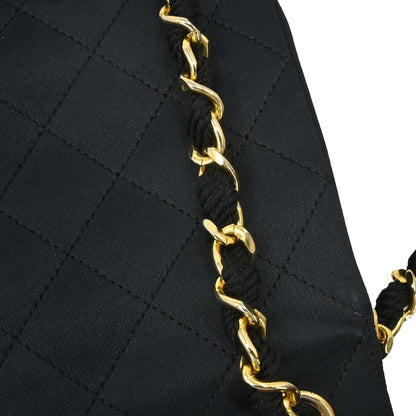 Chanel Black Satin Straight Flap Shoulder Bag