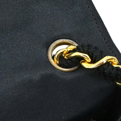 Chanel Black Satin Straight Flap Shoulder Bag