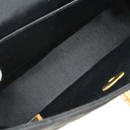 Chanel Black Satin Straight Flap Shoulder Bag