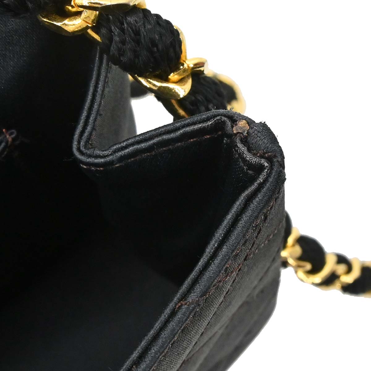 Chanel Black Satin Straight Flap Shoulder Bag