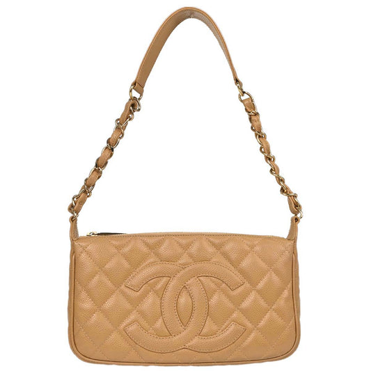 Chanel 2003-2004 Beige Caviar Skin Handbag
