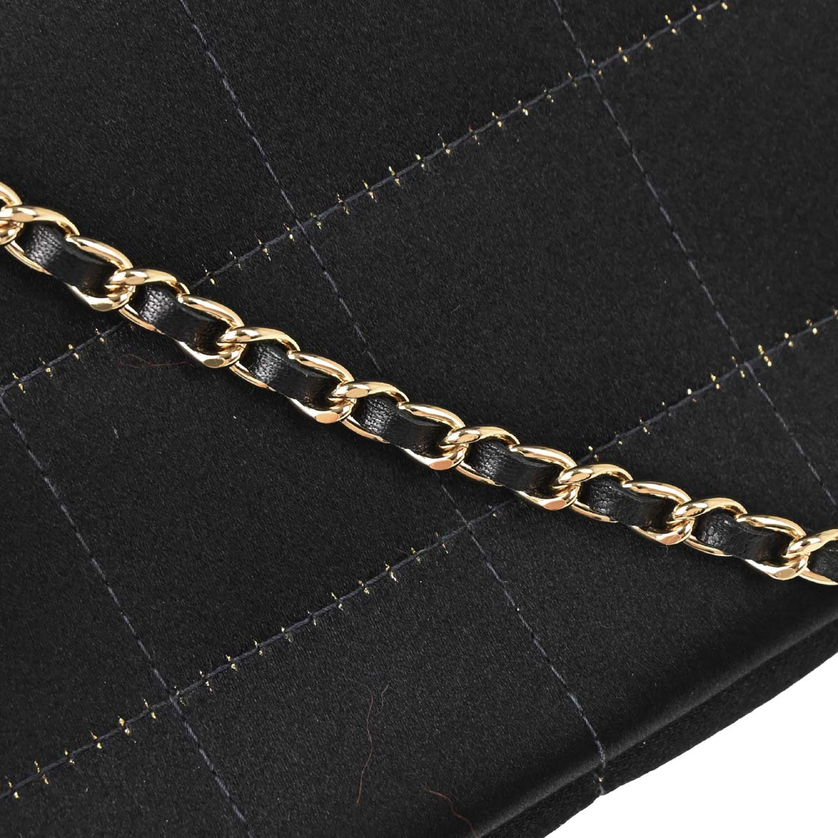 Chanel 2003-2004 Black Satin Camellia Choco Bar Shoulder Bag