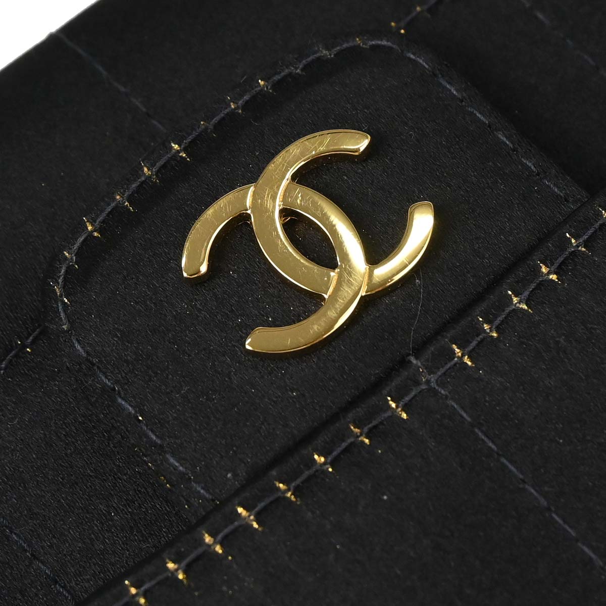 Chanel 2003-2004 Black Satin Camellia Choco Bar Shoulder Bag