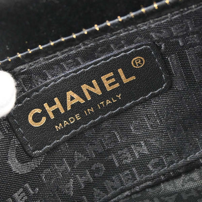Chanel 2003-2004 Black Satin Camellia Choco Bar Shoulder Bag