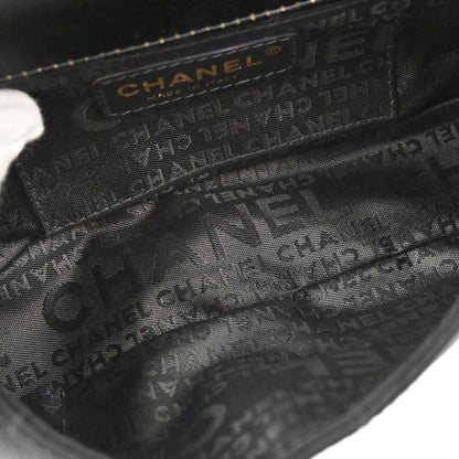 Chanel 2003-2004 Black Satin Camellia Choco Bar Shoulder Bag