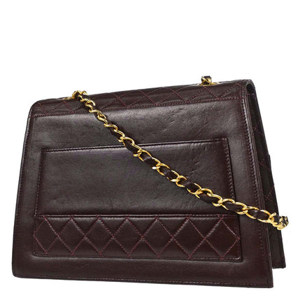 Chanel Brown Lambskin Straight Flap Shoulder Bag