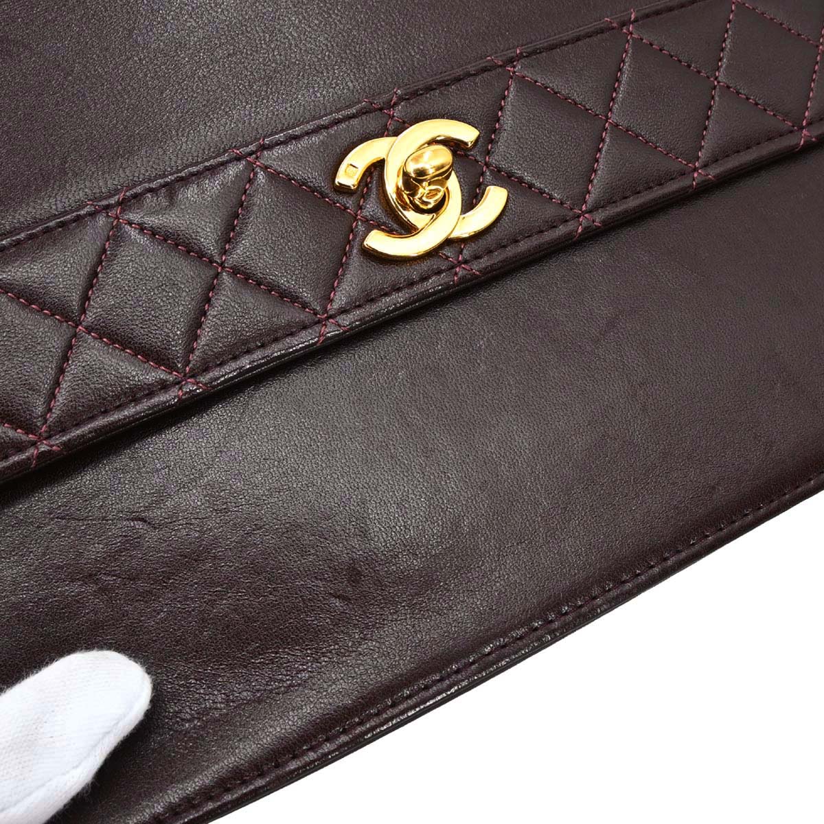 Chanel Brown Lambskin Straight Flap Shoulder Bag