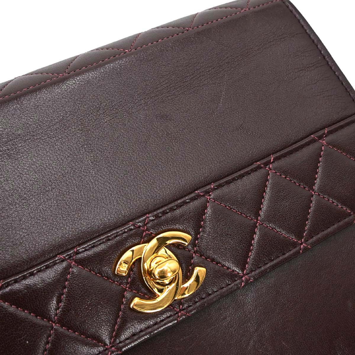 Chanel Brown Lambskin Straight Flap Shoulder Bag