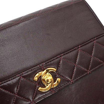 Chanel Brown Lambskin Straight Flap Shoulder Bag