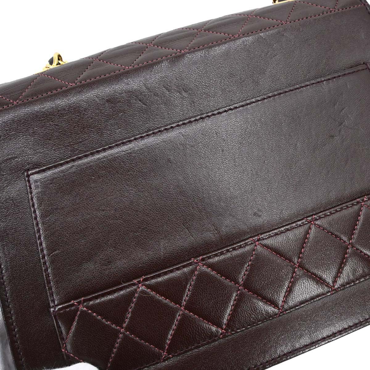 Chanel Brown Lambskin Straight Flap Shoulder Bag