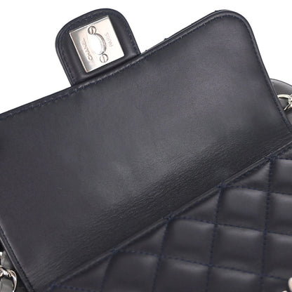 Chanel Navy Gray Lambskin Chevron Paris-Hamburg Double Camera Case Bag