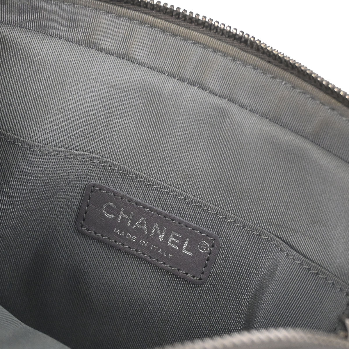 Chanel Navy Gray Lambskin Chevron Paris-Hamburg Double Camera Case Bag