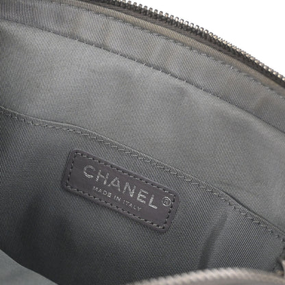 Chanel Navy Gray Lambskin Chevron Paris-Hamburg Double Camera Case Bag