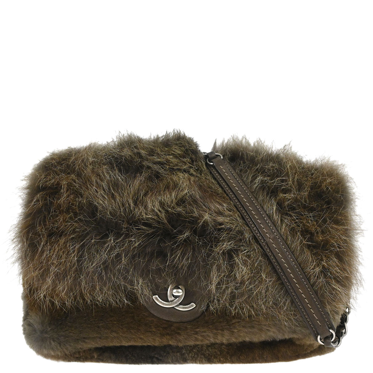 Chanel Brown Rabbit Fur Shoulder Bag