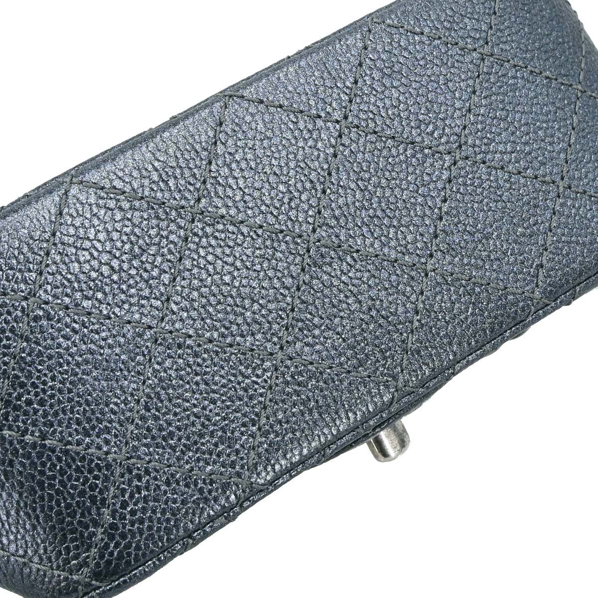 Chanel Metallic Blue Caviar Skin Mini Classic Square Flap Shoulder Bag 17