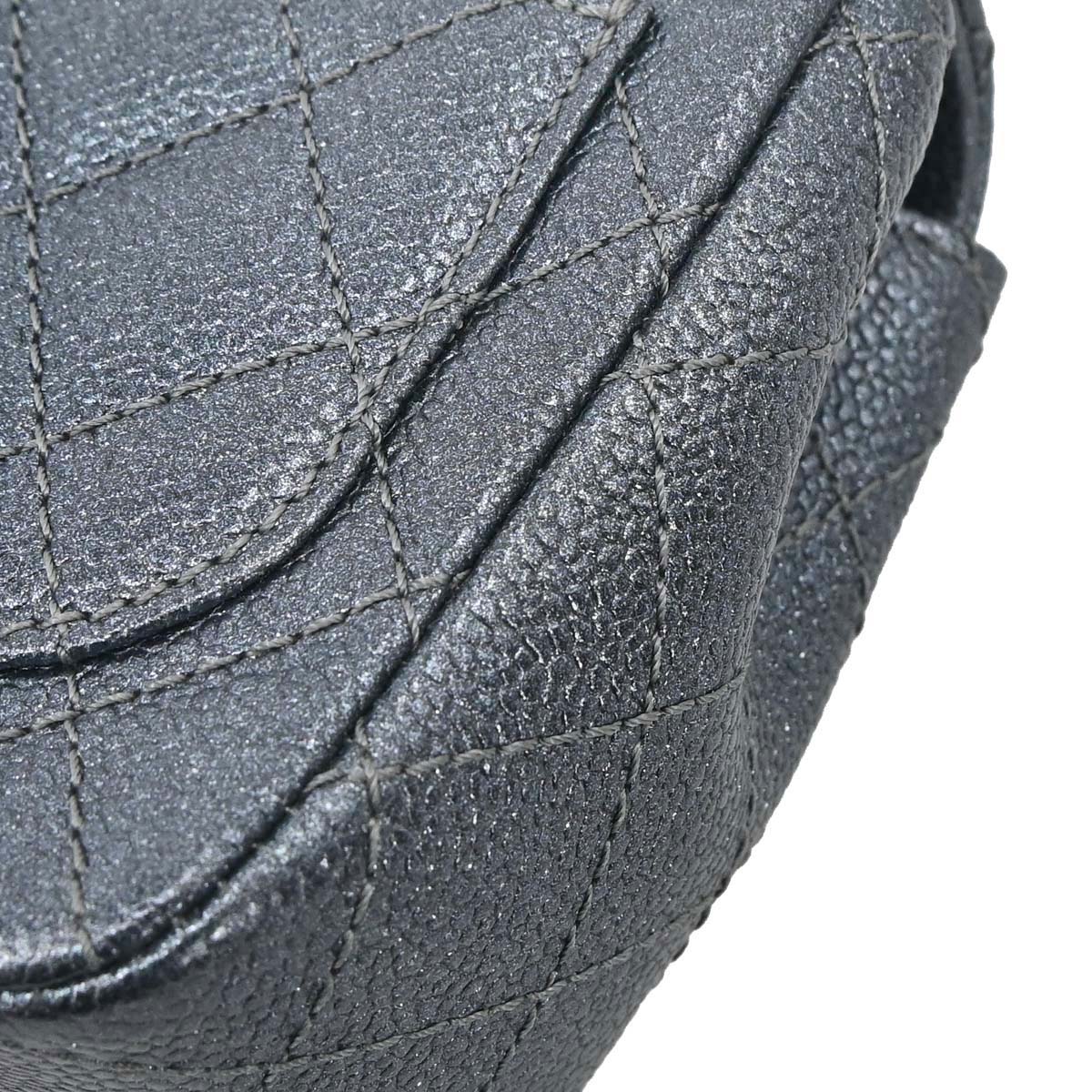 Chanel Metallic Blue Caviar Skin Mini Classic Square Flap Shoulder Bag 17