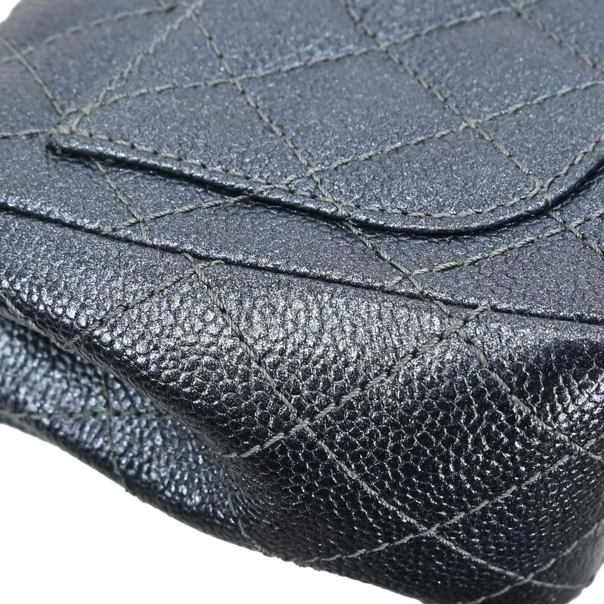 Chanel Metallic Blue Caviar Skin Mini Classic Square Flap Shoulder Bag 17