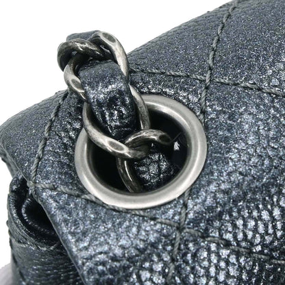Chanel Metallic Blue Caviar Skin Mini Classic Square Flap Shoulder Bag 17