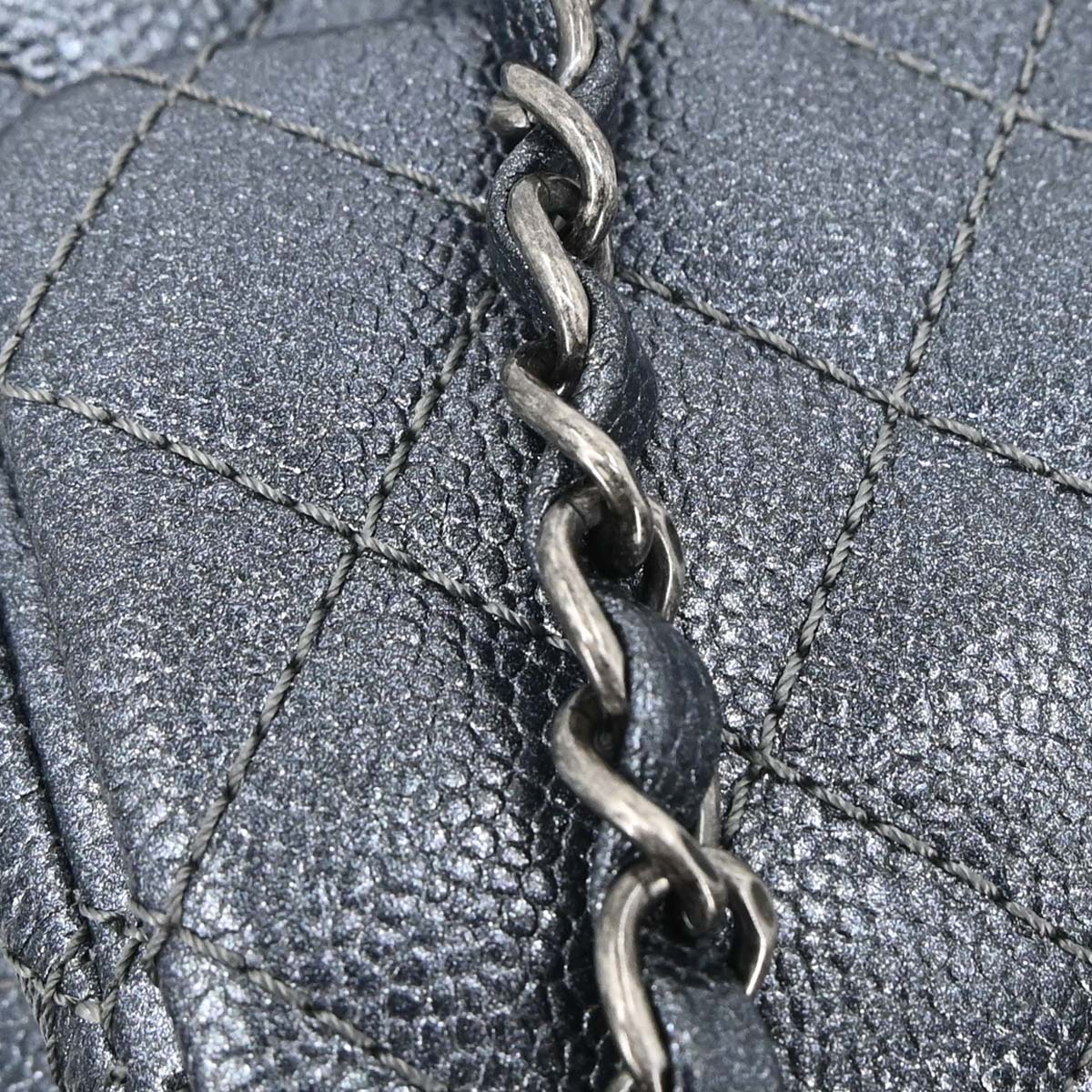 Chanel Metallic Blue Caviar Skin Mini Classic Square Flap Shoulder Bag 17