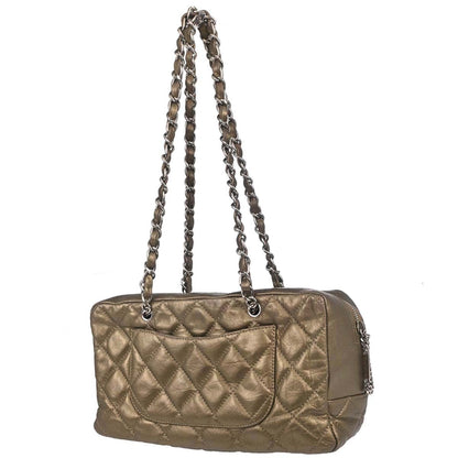 Chanel Metallic Bronze Calfskin Cotton Club Cambon Ligne Handbag
