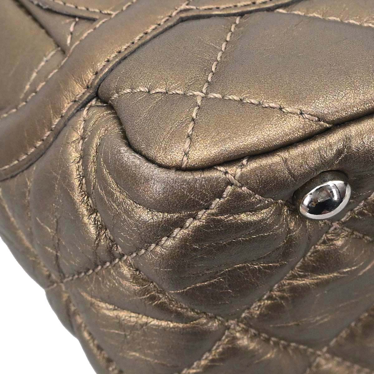 Chanel Metallic Bronze Calfskin Cotton Club Cambon Ligne Handbag