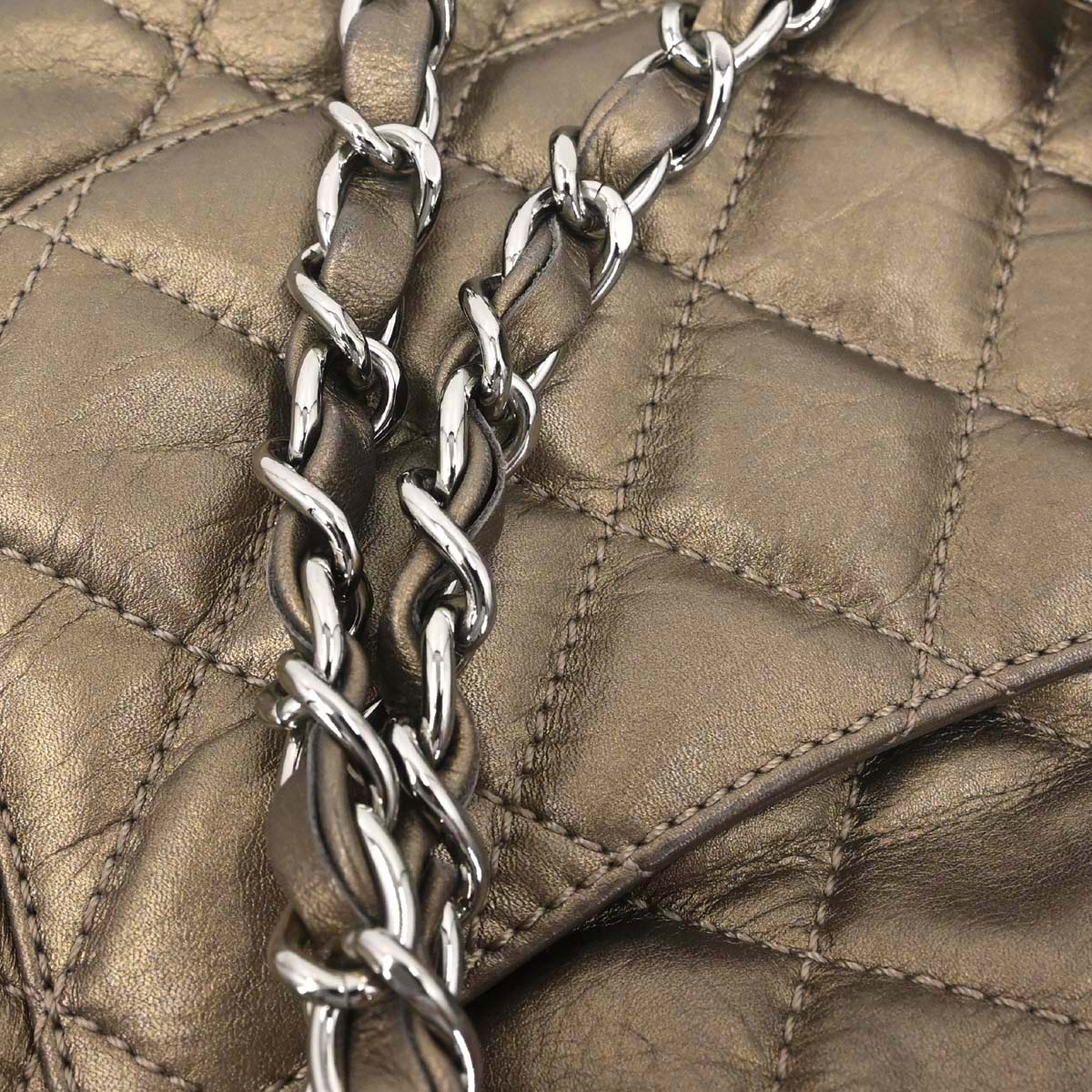 Chanel Metallic Bronze Calfskin Cotton Club Cambon Ligne Handbag