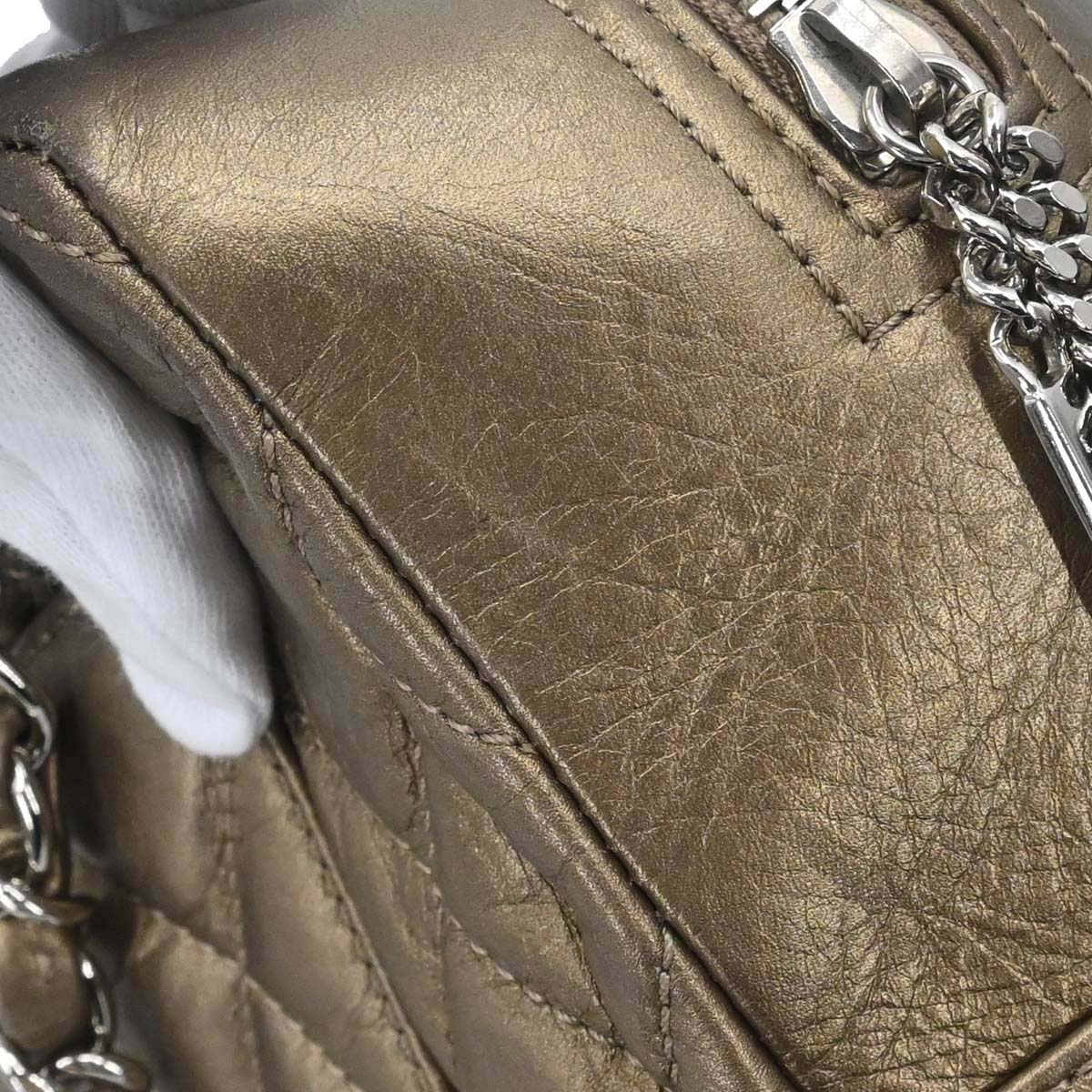 Chanel Metallic Bronze Calfskin Cotton Club Cambon Ligne Handbag
