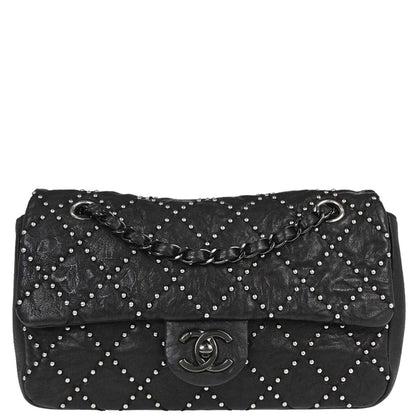 Chanel Black Calfskin Paris-Dallas Studded Flap Shoulder Bag