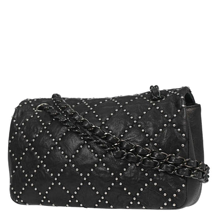 Chanel Black Calfskin Paris-Dallas Studded Flap Shoulder Bag