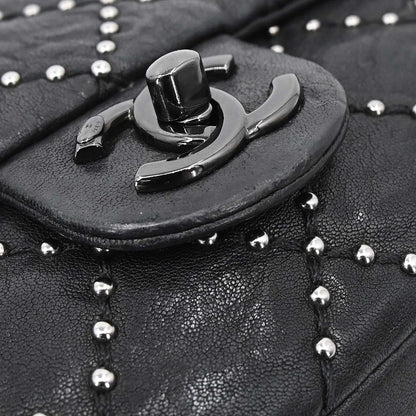 Chanel Black Calfskin Paris-Dallas Studded Flap Shoulder Bag