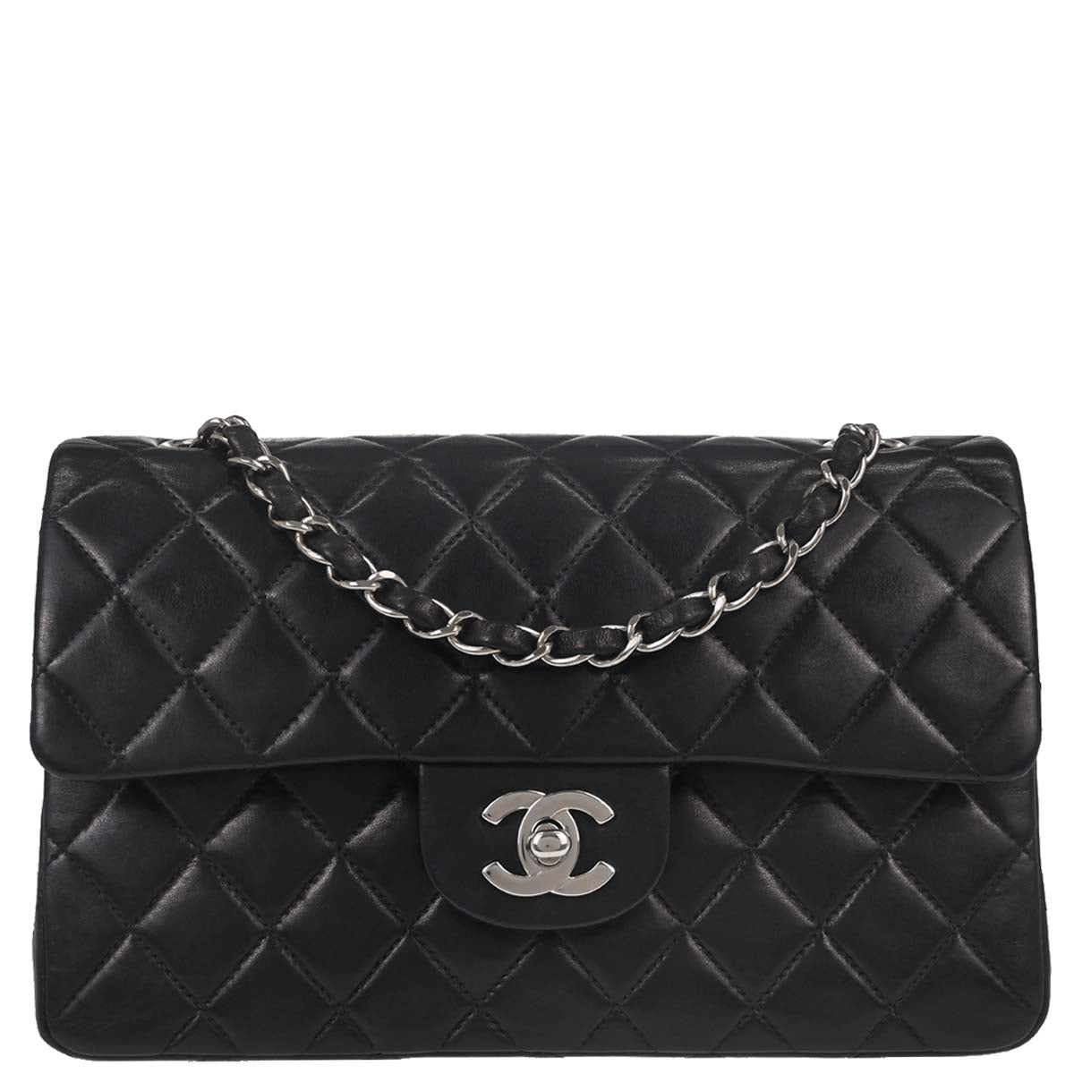 Chanel Black Lambskin Small Classic Double Flap Shoulder Bag